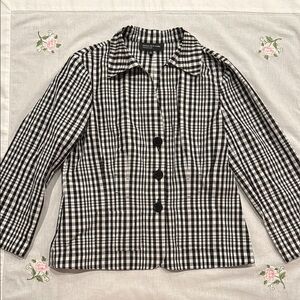 Jones New York Black and White Blazer Timeless Checkered Design